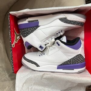 Nike Air Jordan 3 White Purple Elephant Print Retro Basketball Shoes